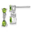 Sterling Silver Rhodium Plated Pear Peridot and Diamond Post Earrings