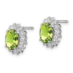Sophia Jewelers Sterling Silver Peridot & Diamond Earrings in Rhodium Finish