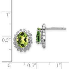 Sophia Jewelers Sterling Silver Peridot & Diamond Earrings in Rhodium Finish