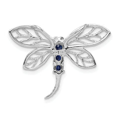 Sterling Silver Rhodium Sapphire Dragonfly Pendant