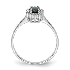 Sterling Silver Rhodium-plated Sapphire Diamond Ring