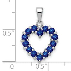 Sterling Silver Rhodium-plated Sapphire Pendant