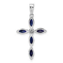 Sterling Silver Rhodium Sapphire Diamond Pendant