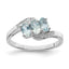 Sterling Silver Rhodium Aqua & Diamond Ring