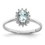 Sterling Silver Rhodium Aquamarine Diamond Ring