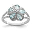 Sterling Silver Rhodium Aquamarine Diamond Ring, Size 6–8 - Sophia Jewelers