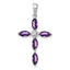 Sterling Silver Rhodium Plated Amethyst Diamond Pendant