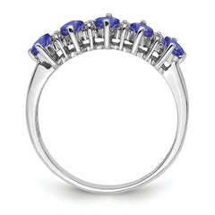 Sterling Silver Rhodium Tanzanite & Diamond Ring