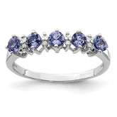 Sterling Silver Rhodium Tanzanite & Diamond Ring