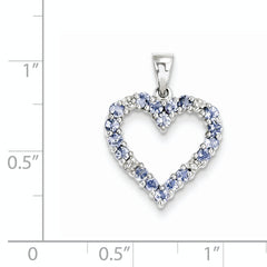 Sterling Silver Rhodium-plated Tanzanite & Diamond Pendant