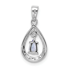 Sterling Silver Rhodium-plated Tanzanite & Diamond Pendant