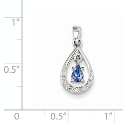 Sterling Silver Rhodium-plated Tanzanite & Diamond Pendant