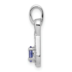 Sterling Silver Rhodium-plated Tanzanite & Diamond Pendant