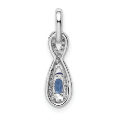 Sterling Silver Rhodium-plated Tanzanite & Diamond Pendant