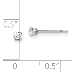 Sterling Silver 925 Children's CZ Stud Earrings with Polished Finish