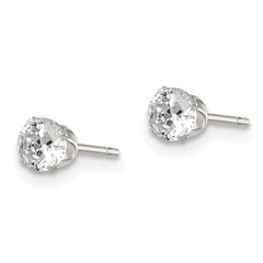 Sterling Silver 4mm CZ Stud Earrings with Polished Anti-Tarnish Finish