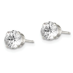925 Sterling Silver 5mm CZ Stud Earrings with Polished Anti-Tarnish Finish