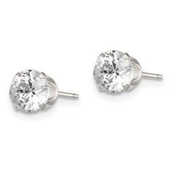 Sophia Jewelers Sterling Silver 6mm CZ Stud Earrings with Polished Anti-Tarnish Finish
