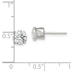 Sophia Jewelers Sterling Silver 6mm CZ Stud Earrings with Polished Anti-Tarnish Finish