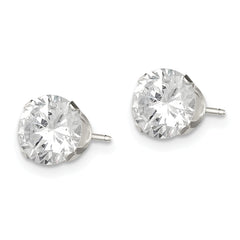 Sterling Silver 7mm CZ Stud Earrings with Polished Anti-Tarnish Finish