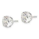Sterling Silver 8mm CZ Stud Earrings with Polished Anti-Tarnish Finish