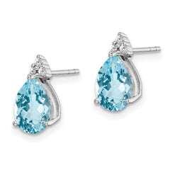 Sophia Jewelers Sterling Silver Diamond & Blue Topaz Earrings Rhodium Plated, Polished Finish