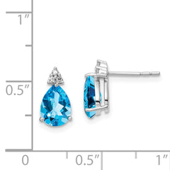 Sophia Jewelers Sterling Silver Diamond & Blue Topaz Earrings Rhodium Plated, Polished Finish