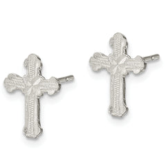 Sterling Silver 'X' Cross Earrings with Polished Textured Finish, Anti-Tarnish