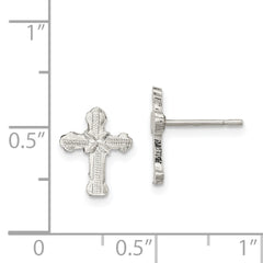 Sterling Silver 'X' Cross Earrings with Polished Textured Finish, Anti-Tarnish