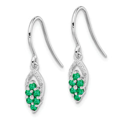 Sophia Jewelers 925 Sterling Silver Rhodium-Plated Diamond & Emerald Drop Earrings