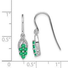 Sophia Jewelers 925 Sterling Silver Rhodium-Plated Diamond & Emerald Drop Earrings