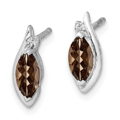Sophia Jewelers 925 Sterling Silver Smoky Quartz & Diamond Rhodium-Plated Earrings