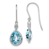 Sterling Silver Rhodium Plated Diamond and Blue Topaz Earrings