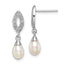 Sterling Silver Rhod Plated Diamond and FW Cultured Pearl Post Ear