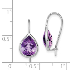 Sterling Silver Rhodium Plated Amethyst Teardrop Dangle Earrings for Women