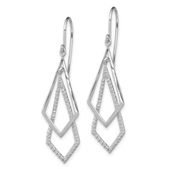Sterling Silver Rhodium-Plated Diamond Dangle Earrings, 6 Natural Stones, Polished Finish