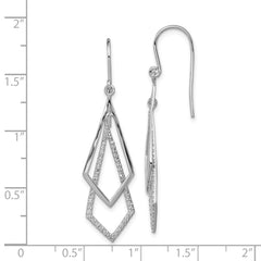 Sterling Silver Rhodium-Plated Diamond Dangle Earrings, 6 Natural Stones, Polished Finish