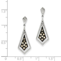 Sterling Silver 925 Champagne Diamond Geometric Dangle Earrings Gift Ready