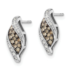 Sophia Jewelers Sterling Silver Champagne & White Diamond Marquise Earrings Gift Boxed