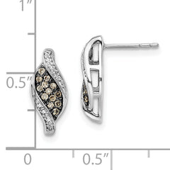 Sophia Jewelers Sterling Silver Champagne & White Diamond Marquise Earrings Gift Boxed