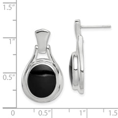 Sterling Silver Rhodium-Plated Polished Onyx Dangle Earrings for Women