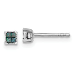 White Night Sterling Silver Rhodium-plated Blue Diamond Post Stud Earrings