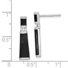 Sterling Silver Rhodium-Plated Onyx Drop Earrings Elegant Polished Finish