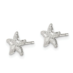 Sterling Silver 925 Starfish Button Earrings with Polished Anti-Tarnish Finish