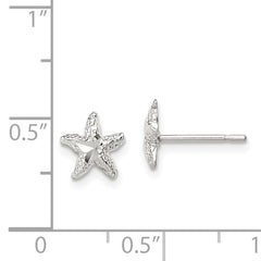 Sterling Silver 925 Starfish Button Earrings with Polished Anti-Tarnish Finish