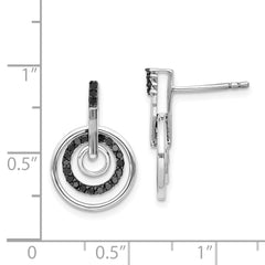 Sterling Silver Black Diamond Drop Earrings, Rhodium-Plated, Gift Ready