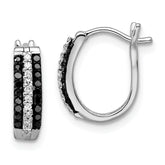 White Night Sterling Silver Rhodium-plated Black and White Diamond Hinged Post Earrings