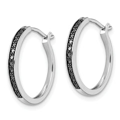 Sophia Jewelers Sterling Silver Black Diamond Hoop Earrings Gift-Ready Polished Finish