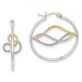 Sterling Silver w/14k Gold-plated Polished Twisted Hoop Earrings