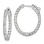 46-Stone Oval Cubic Zirconia Out Hoop Earrings in Sterling Silver, 28mm Hinged - Sophia Jewelers